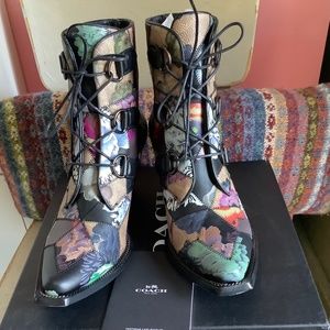 COACH X Kaffe Fassett Lace-Up Chain Bootie - sz10